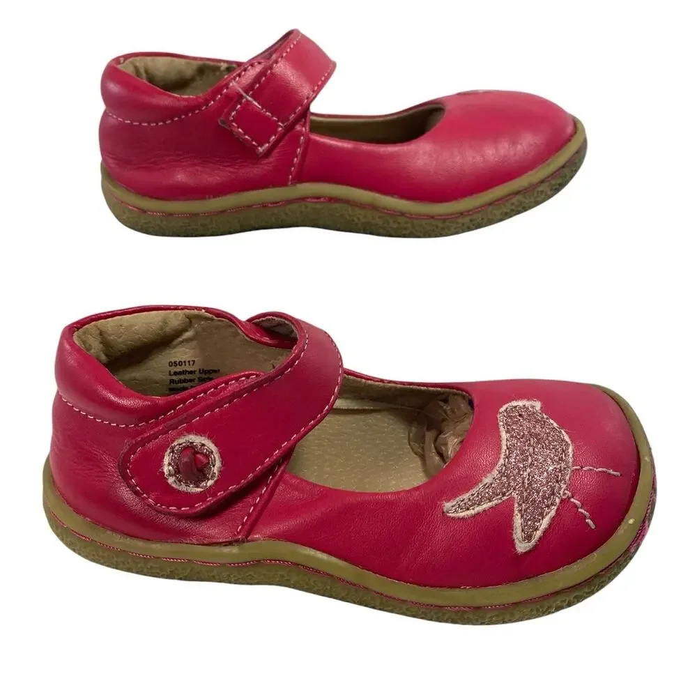 Livie & Luca Pio Pio Pink Leather Bird Mary Jane Shoes Toddler Girl Size 8